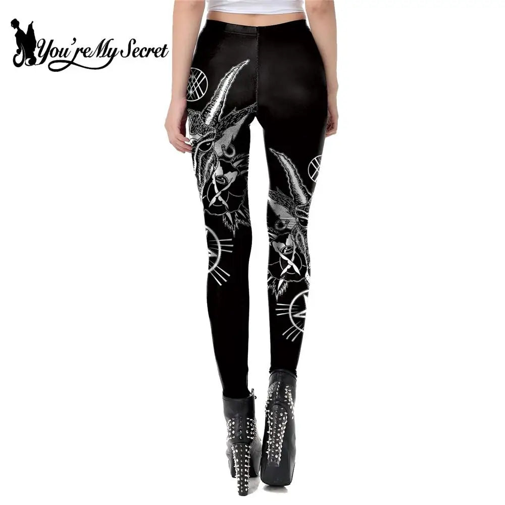 [You'Re My Secret] NEW Ouija Leggings Women Satan Devil Black Pants Baphomet Dark Gothic Leggins Lucifer Fitness Workout Legins