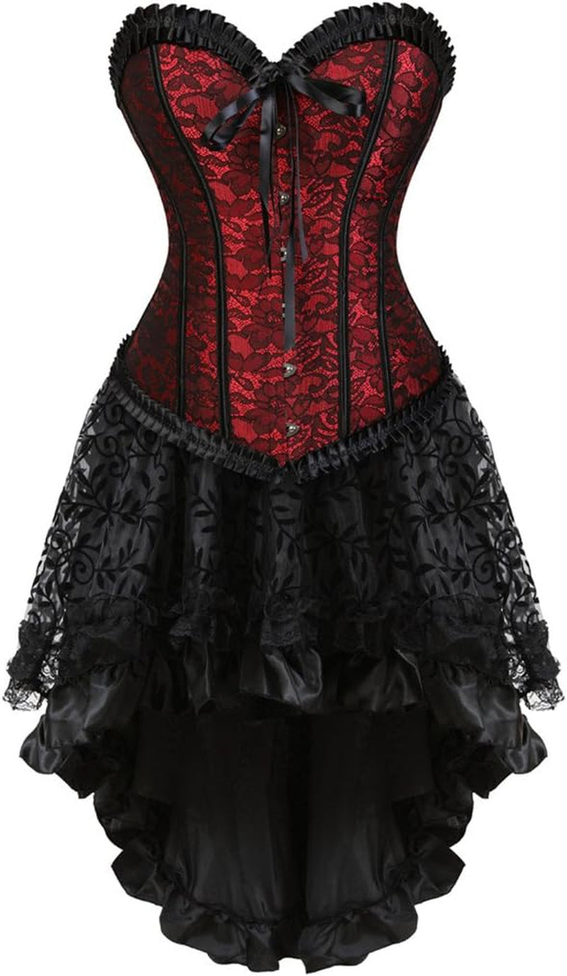 Steampunk Corset Skirt Renaissance Corset Dress for Women Gothic Burlesque Corsets Costumes