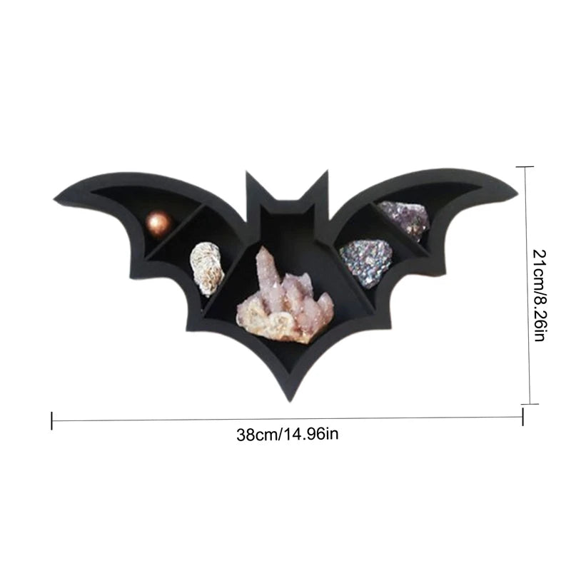 Bat Shelf Coffin Shelf Crystal Shelf Spooky Floating Shelves Goth Decor Bat Crystal Stand Kitchen Bedroom Wall Halloween Decor