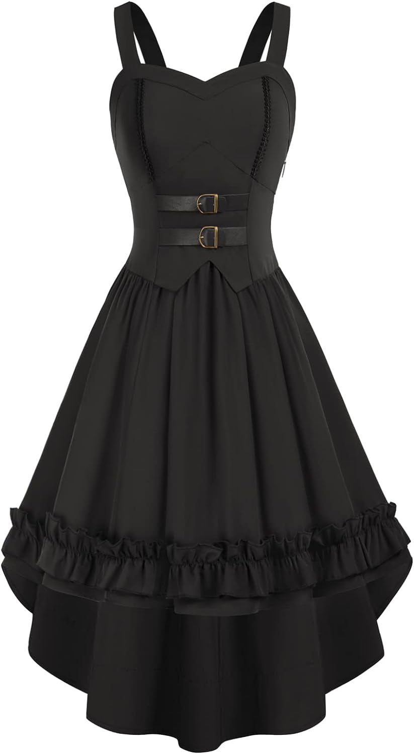 Renaissance Dress for Women Hi-Low Hem Gothic Steampunk Dresses