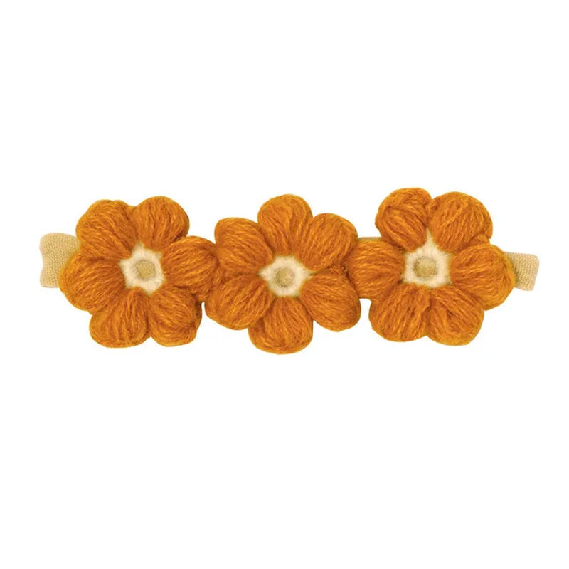 Vintage Baby Nylon Headbands Handmade Crochet Flowers Woolen Kid Elastic Hairbands Girls Hair Clips Children Hair Accessories