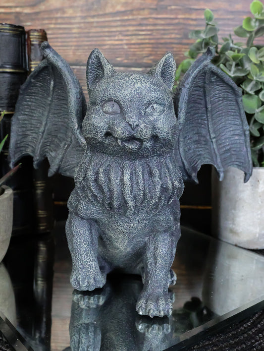 Cat Gargoyle Candle Holder Home Decor Statue Made of Polyresin 6.25" Height