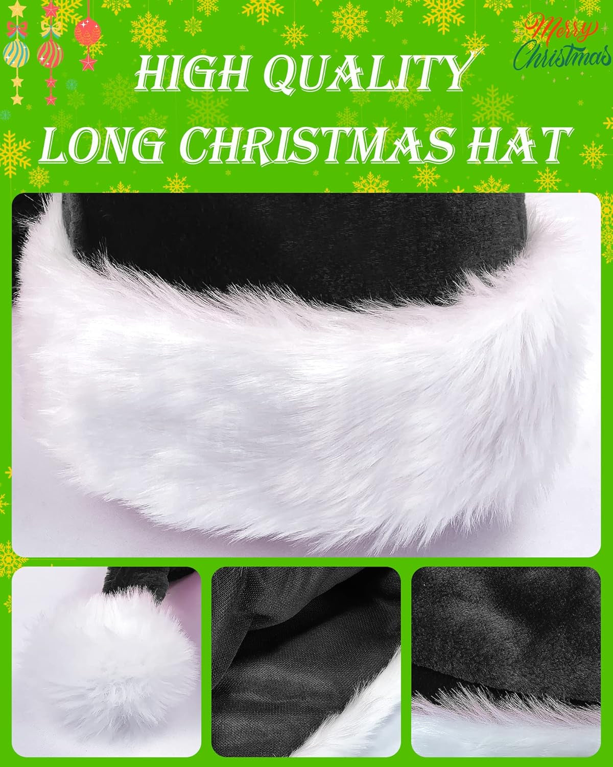 Long Santa Hats Xmas Velvet Christmas Hats for Adults Keep Warm Winter Christmas Costume