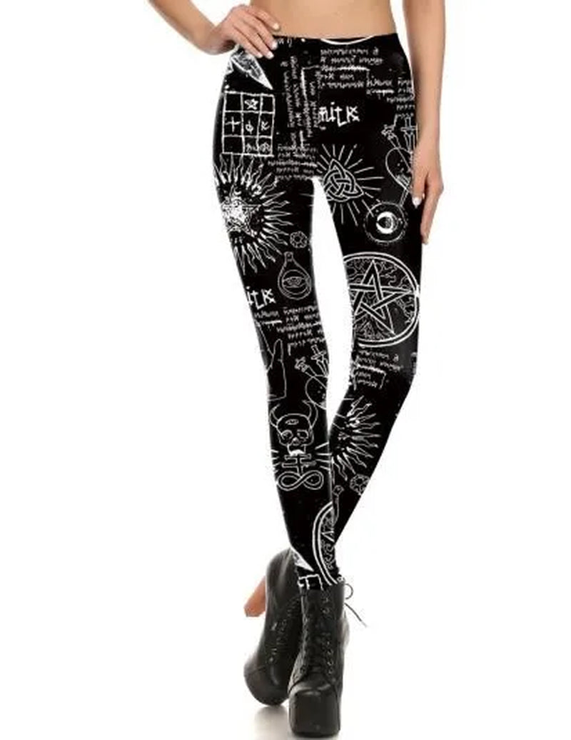 [You'Re My Secret] NEW Ouija Leggings Women Satan Devil Black Pants Baphomet Dark Gothic Leggins Lucifer Fitness Workout Legins