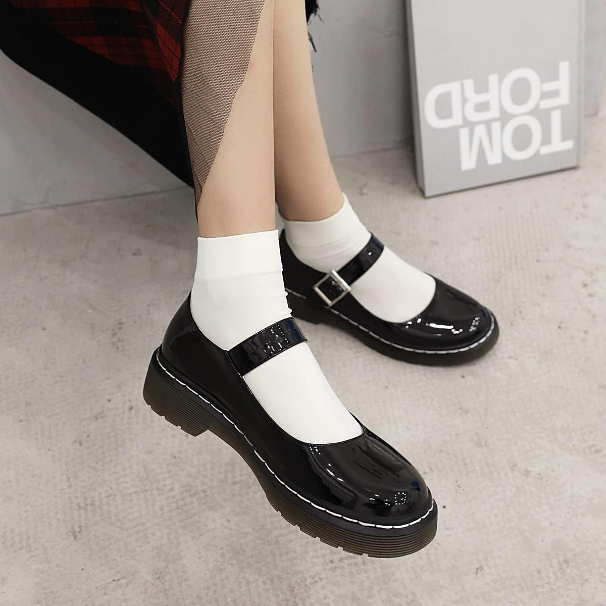 Women'S Comfy Ankle Strap Mary Jane Flats Walking Casual Shoes(Black2,9)