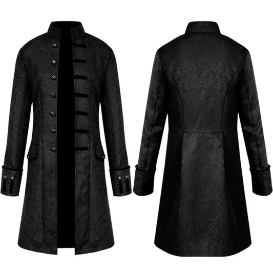 Men Steampunk Medieval Vintage Tailcoat Jacket Goth Long Halloween Perform Costume Retro Gothic Victorian Frock Coat Uniform