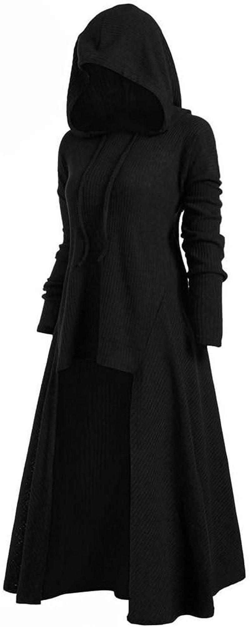 Women Gothic Hooded Jackets plus Size Long Sleeve High Low Hoodie Cloak Renaissance Costumes Witch Cape Outerwear