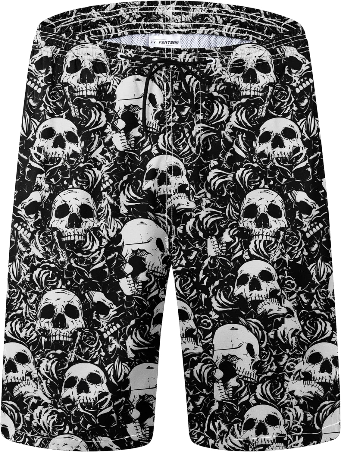 Goth skull Swim Trunks Quick Dry Board Shorts with Mesh Lining, Breathable Fit