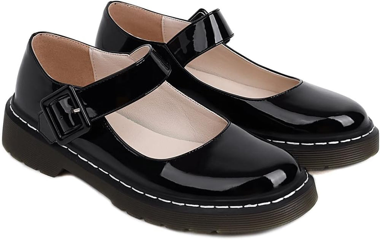 Women'S Comfy Ankle Strap Mary Jane Flats Walking Casual Shoes(Black2,9)