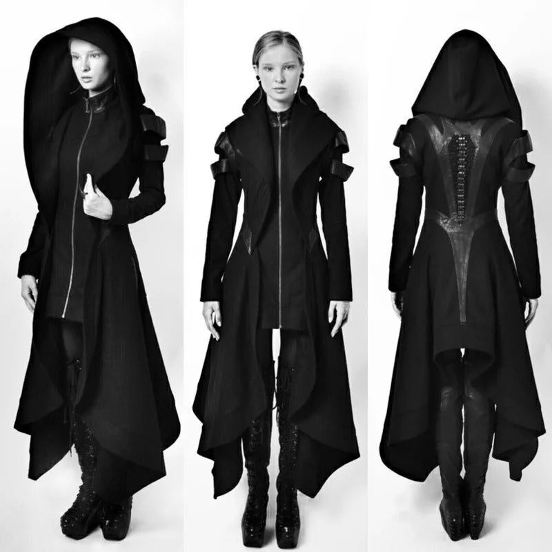 2021 New Xxxxxl Xxxxl Women Vintage Steampunk Victorian Gothic Coat Jacket Lace Trim Bandage Medieval Coat