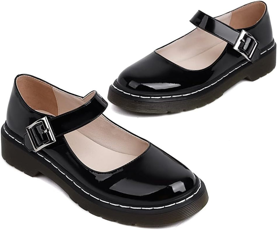 Women'S Comfy Ankle Strap Mary Jane Flats Walking Casual Shoes(Black2,9)