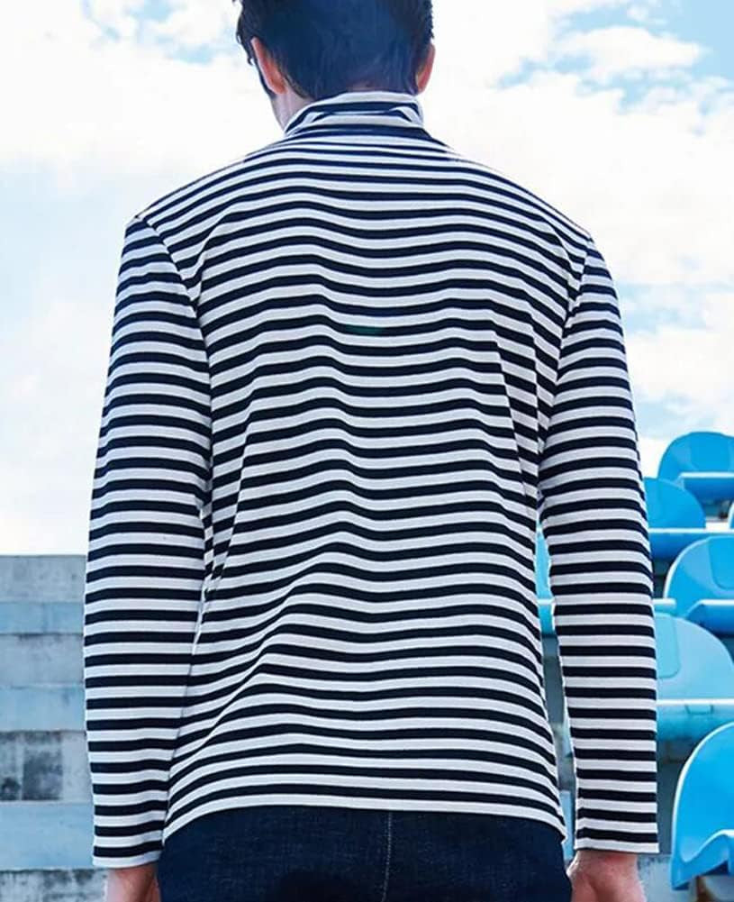 Men'S Striped T-Shirt Sport Long Sleeve Shirts Classic Fit Casual Pullover