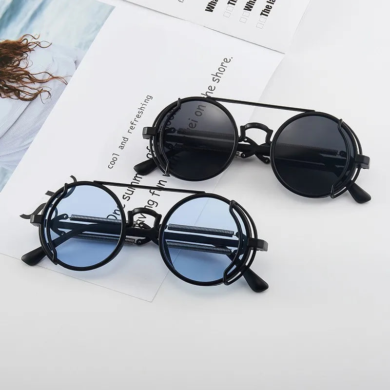 Metal Steampunk Sunglasses Men Women Fashion round Glasses Brand Design Vintage Sun Glasses High Quality Oculos De Sol UV400