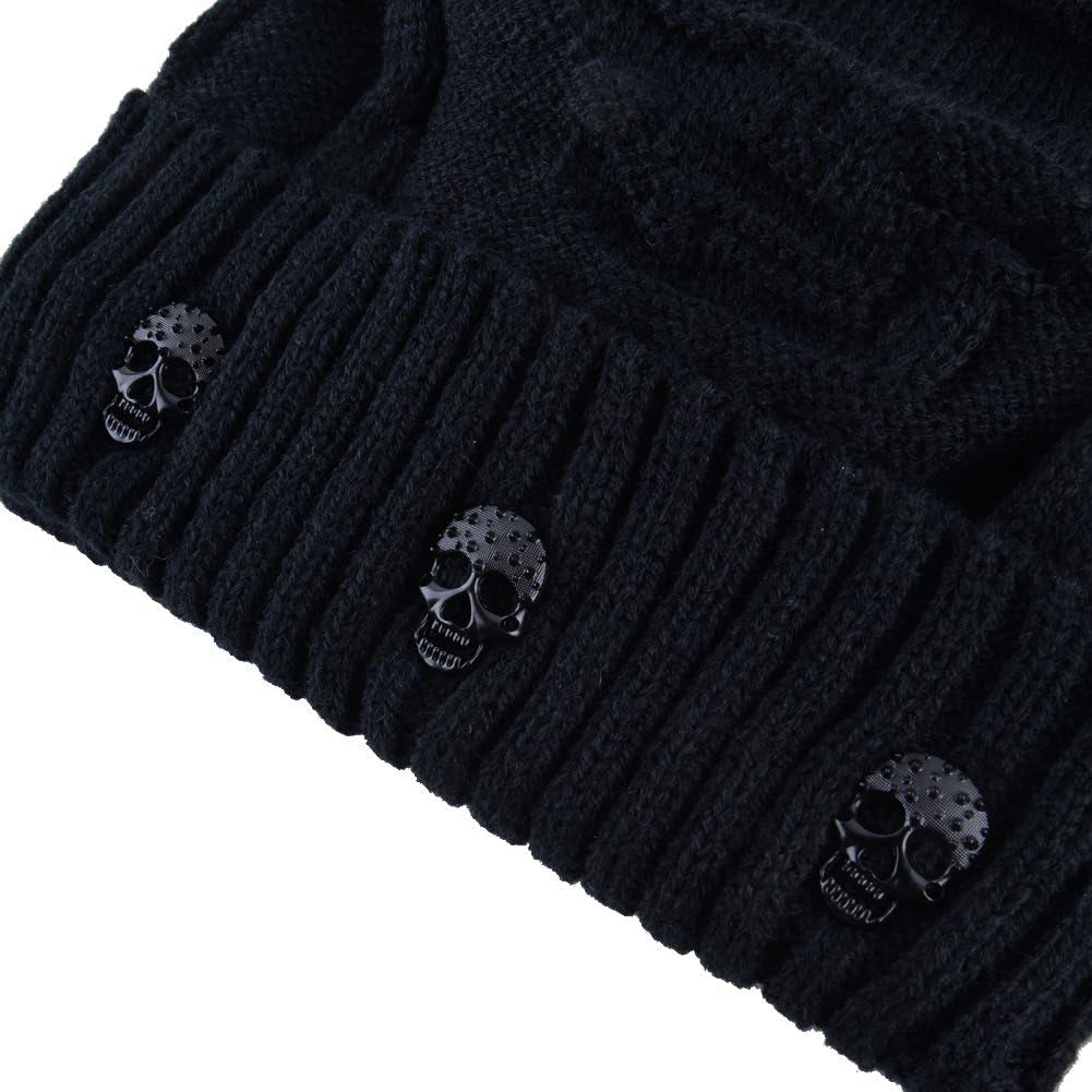 Unisex Men Women Skull Knitted Beanie Hats Cap for Winter Toboggan Hat