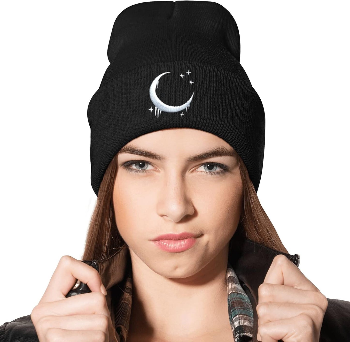 Embroidery Goth Beanie Knit Hats for Men & Women, Embroidery Winter Hats Skull Cap