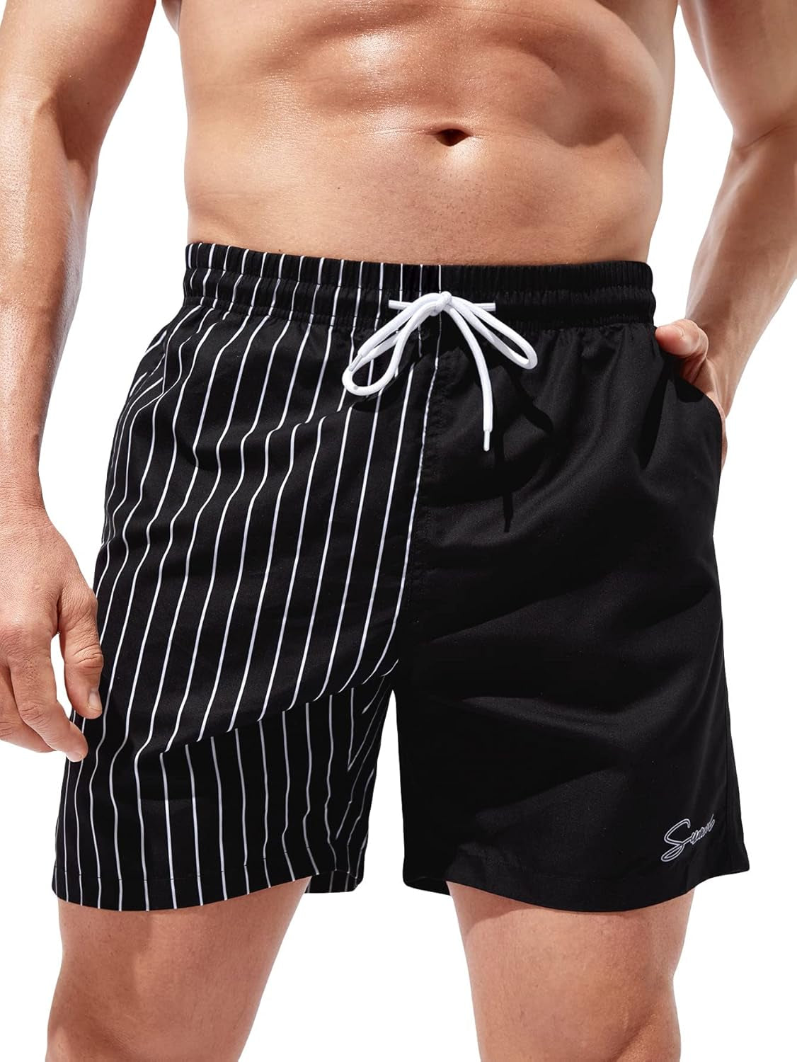 Men'S Boho Swim Trunks Graphic Print Drawstring Waist Shorts Bathing Suit