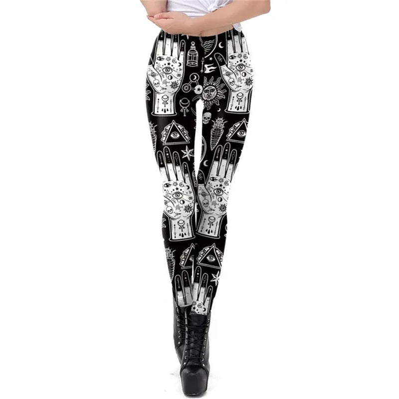 [You'Re My Secret] NEW Ouija Leggings Women Satan Devil Black Pants Baphomet Dark Gothic Leggins Lucifer Fitness Workout Legins