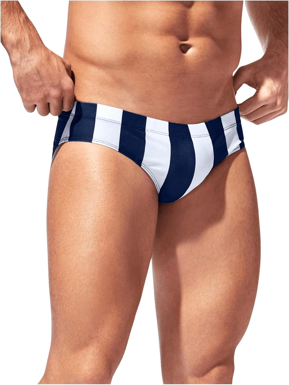 Men'S Swimwear Swim Trunk Striped Print Low Waist Triangle Swimming Brief