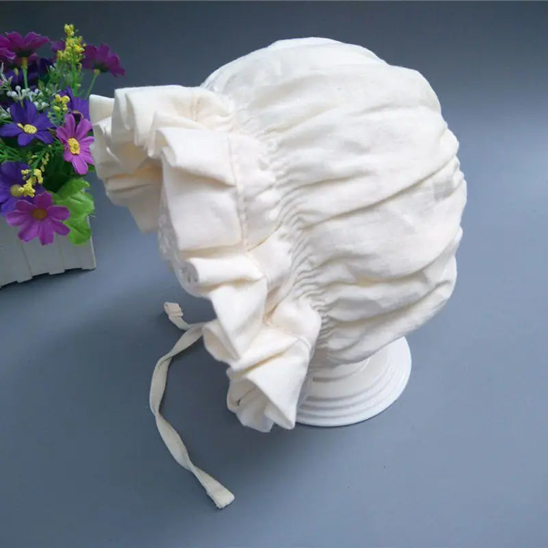 Cotton Baby Hat for Girls Princess Ruffles Baby Hat White Spring Summer Newborn Hat Vintage Baby Girl Hats R9JD