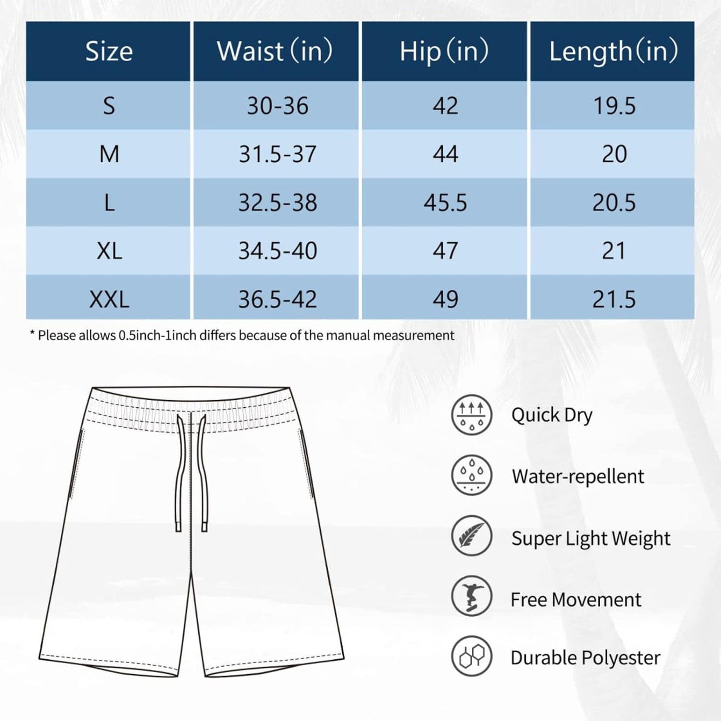 Men'S Swim Trunks Quick Dry Board Shorts Swimsuit Swimwear Holiday Party Bathing Suit