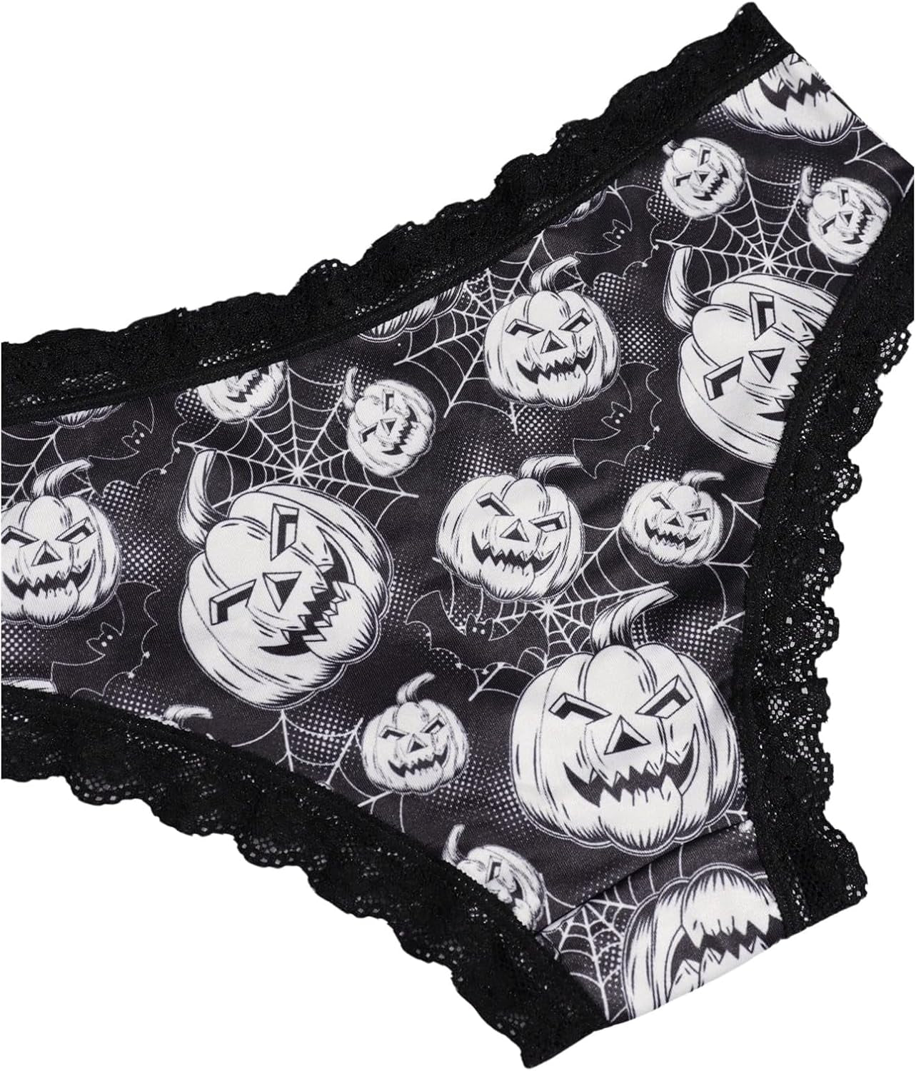 Women'S 4 Pieces Gothic Lace Hipster Panties Set Low Rise Halloween Skull Underwear