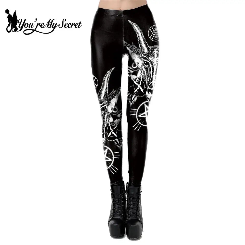 [You'Re My Secret] NEW Ouija Leggings Women Satan Devil Black Pants Baphomet Dark Gothic Leggins Lucifer Fitness Workout Legins