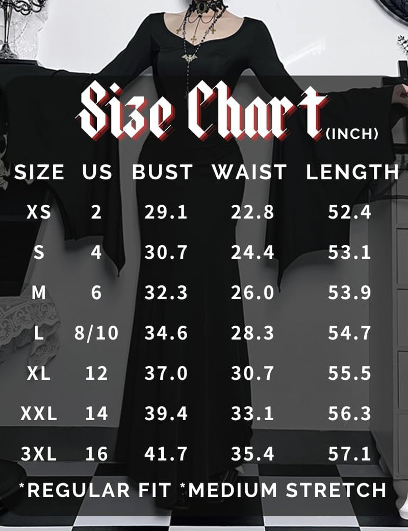 Gothic Bat Sleeve Fishtail Slim Fit Goth Dress Colthes