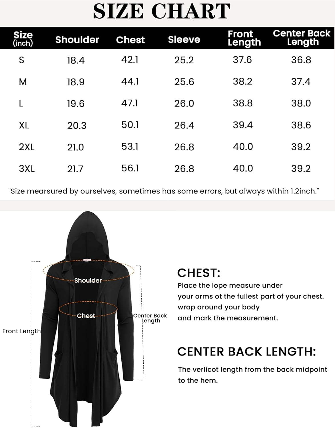 Men'S Long Hooded Cardigan Shawl Collar Lightweight Open Front Drape Cape Overcoat with Pockets