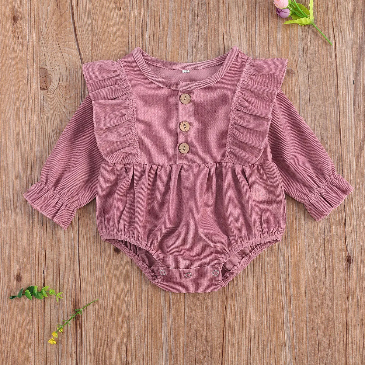 0-18M Autumn Spring Infant Newborn Baby Girl Romper Ruffles Corduroy Long Sleeve Jumpsuit Vintage Baby Girl Clothing