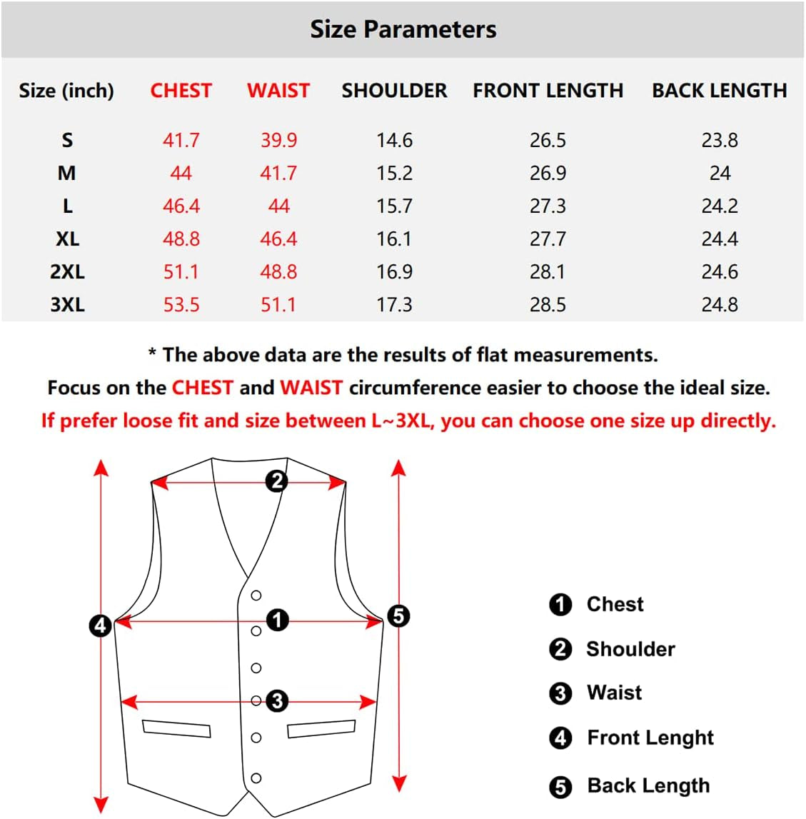 Mens Suit Vest Set, 5 PCS Tuxedo Waistcoat and Tie Pocket Square Cufflinks Tie Ring for Wedding