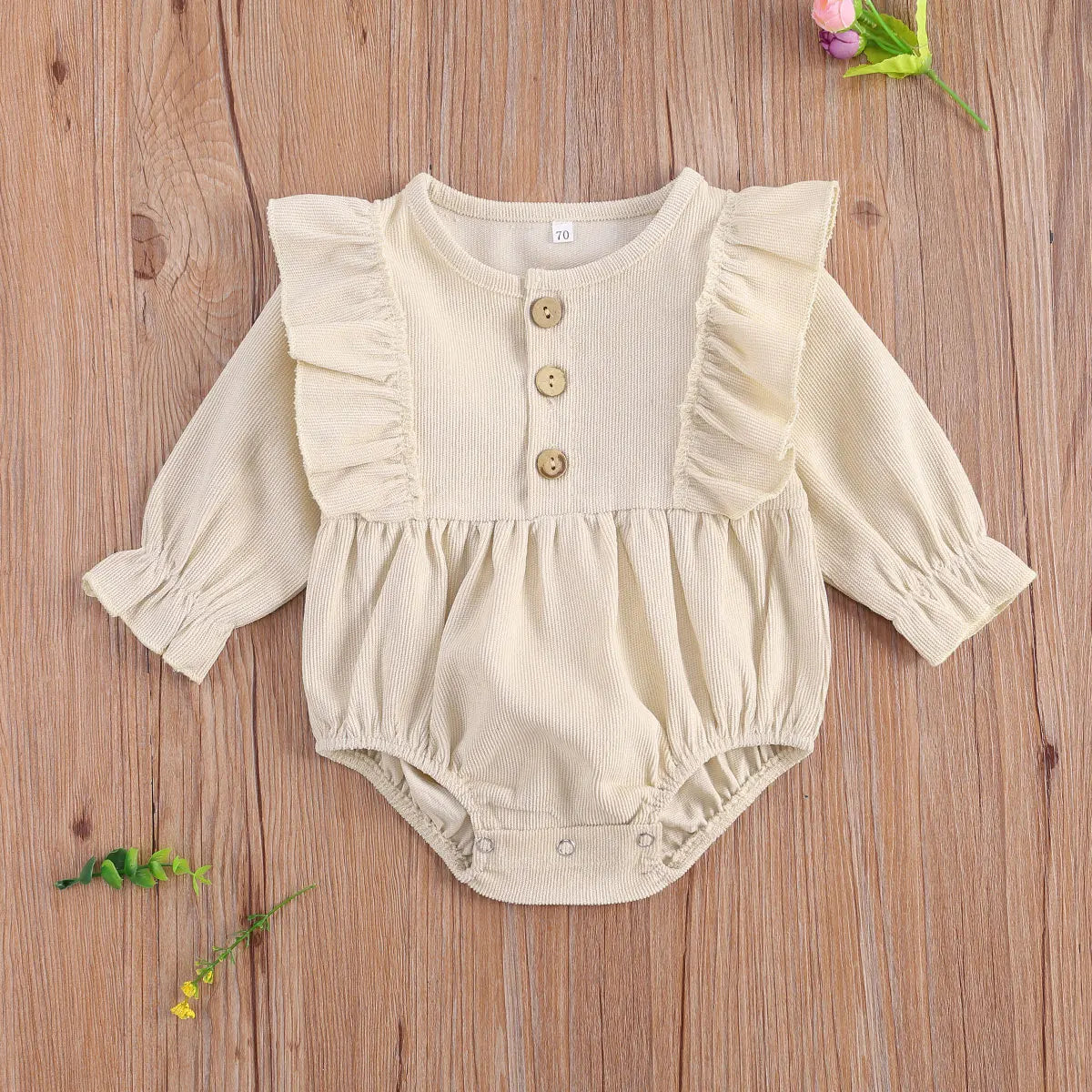 0-18M Autumn Spring Infant Newborn Baby Girl Romper Ruffles Corduroy Long Sleeve Jumpsuit Vintage Baby Girl Clothing