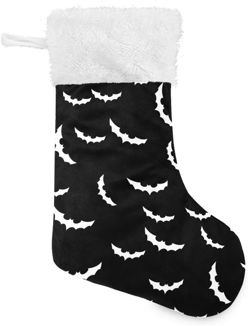 Christmas Stocking with Bats Halloween Goth Print Xmas Stockings 