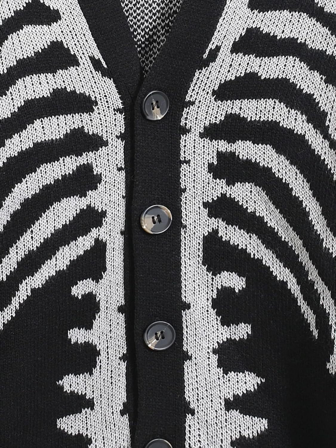 Men'S Skeleton Pattern Cardigan Sweaters Long Sleeve Unisex Outwear Knitted Coats