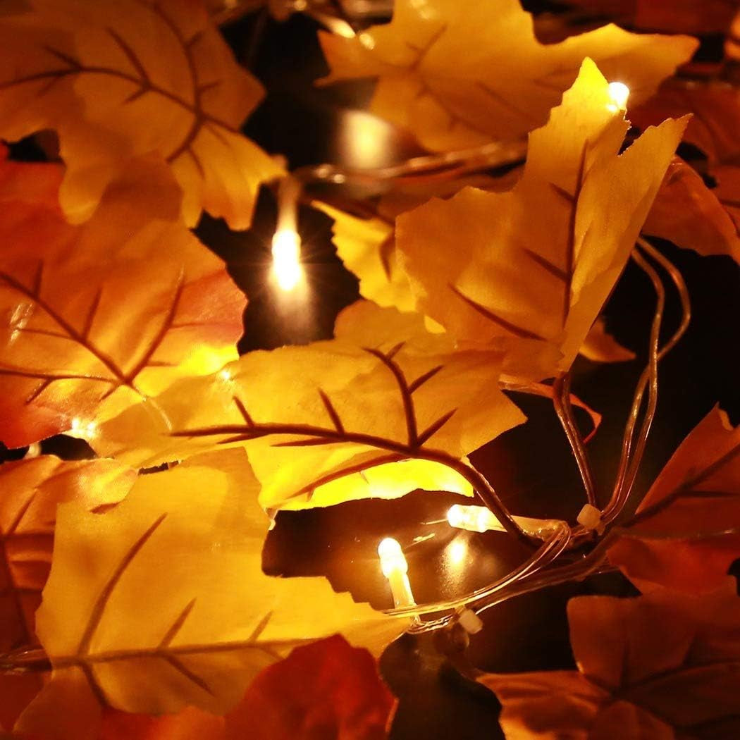 4 Pack Fall Decor for Home, 80 Led 32.8 Thanksgiving Decorations Lighted Fall Garland, Maple Leaves String Lights for Home Indoor Outdoor