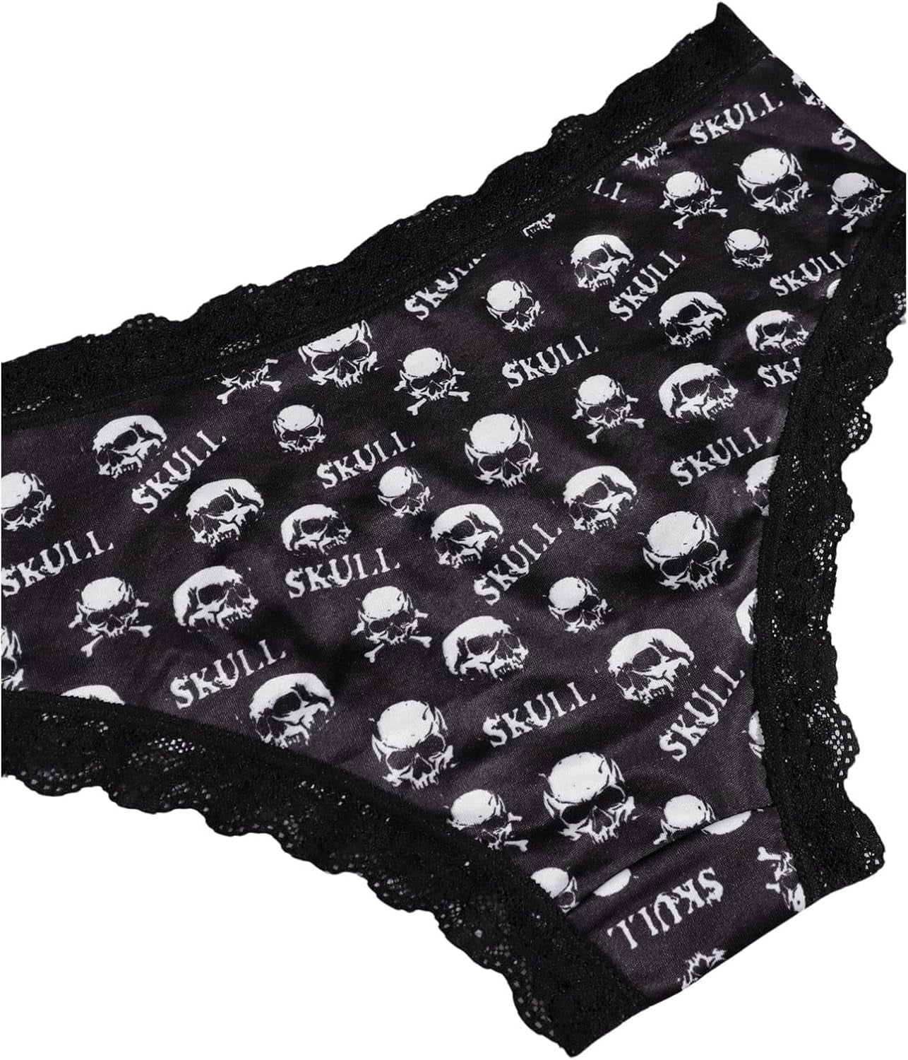 Women'S 4 Pieces Gothic Lace Hipster Panties Set Low Rise Halloween Skull Underwear