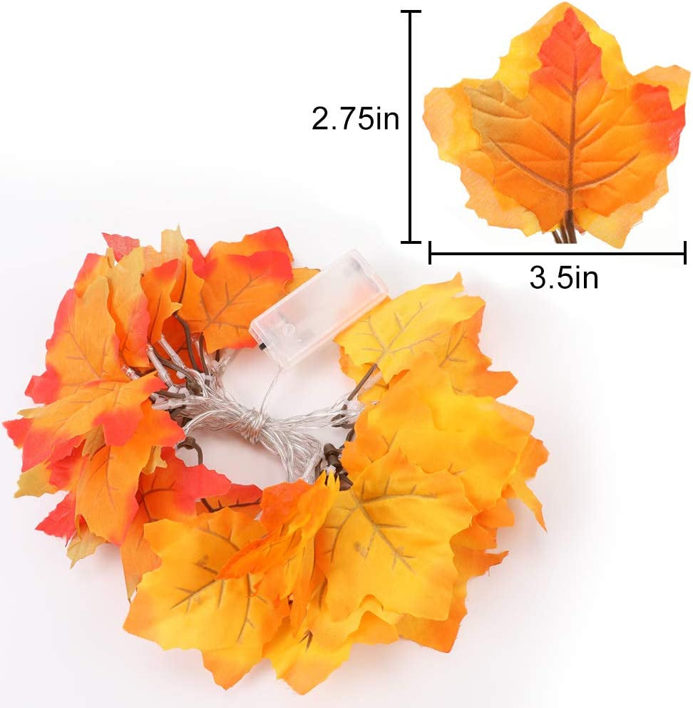 4 Pack Fall Decor for Home, 80 Led 32.8 Thanksgiving Decorations Lighted Fall Garland, Maple Leaves String Lights for Home Indoor Outdoor