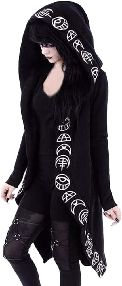 Gothic Clothes for Women plus Size Cloak with Hood Halloween Cardigan Hooded Cloak Fall Punk Clothes Womens Fashion