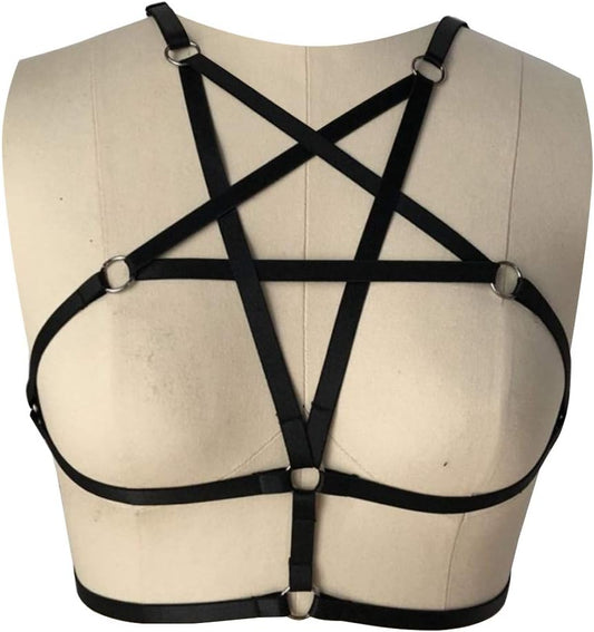 Sexy Women Halter Pentagram Bra Caged Bra 