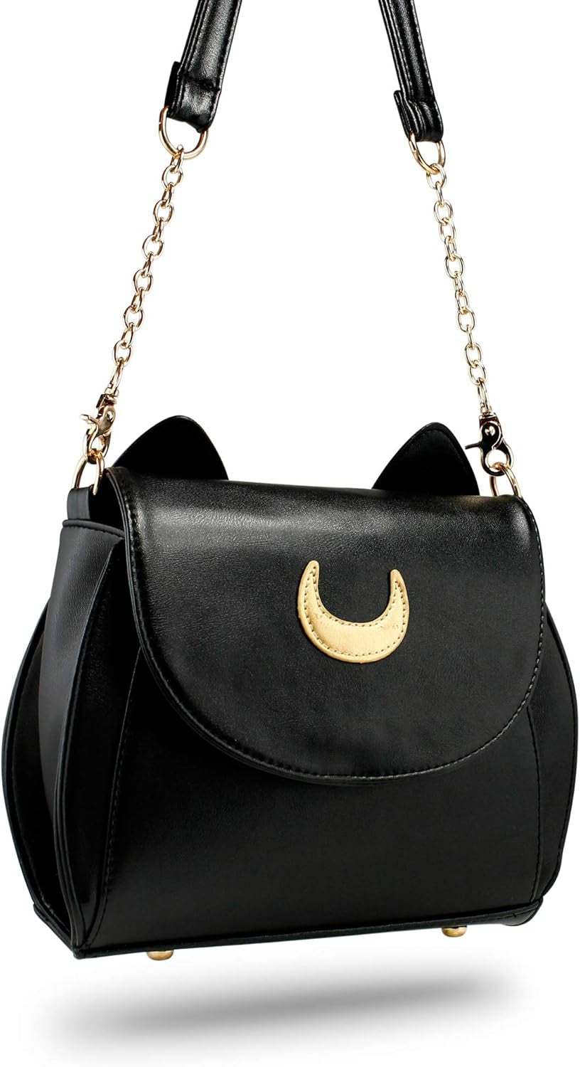 Moon Luna Design Purse Kitty Cat Satchel Shoulder Bag Designer Women Handbag Tote PU Leather Sailer Style