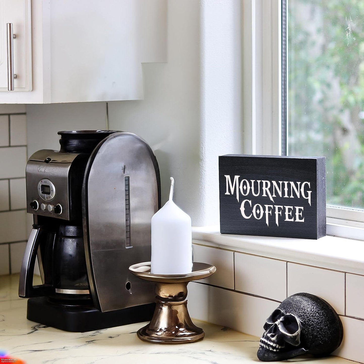 Mourning Coffee Sign - Gothic Kitchen Decor for Witchy Decor Aesthetic and Halloween Kitchen Decor