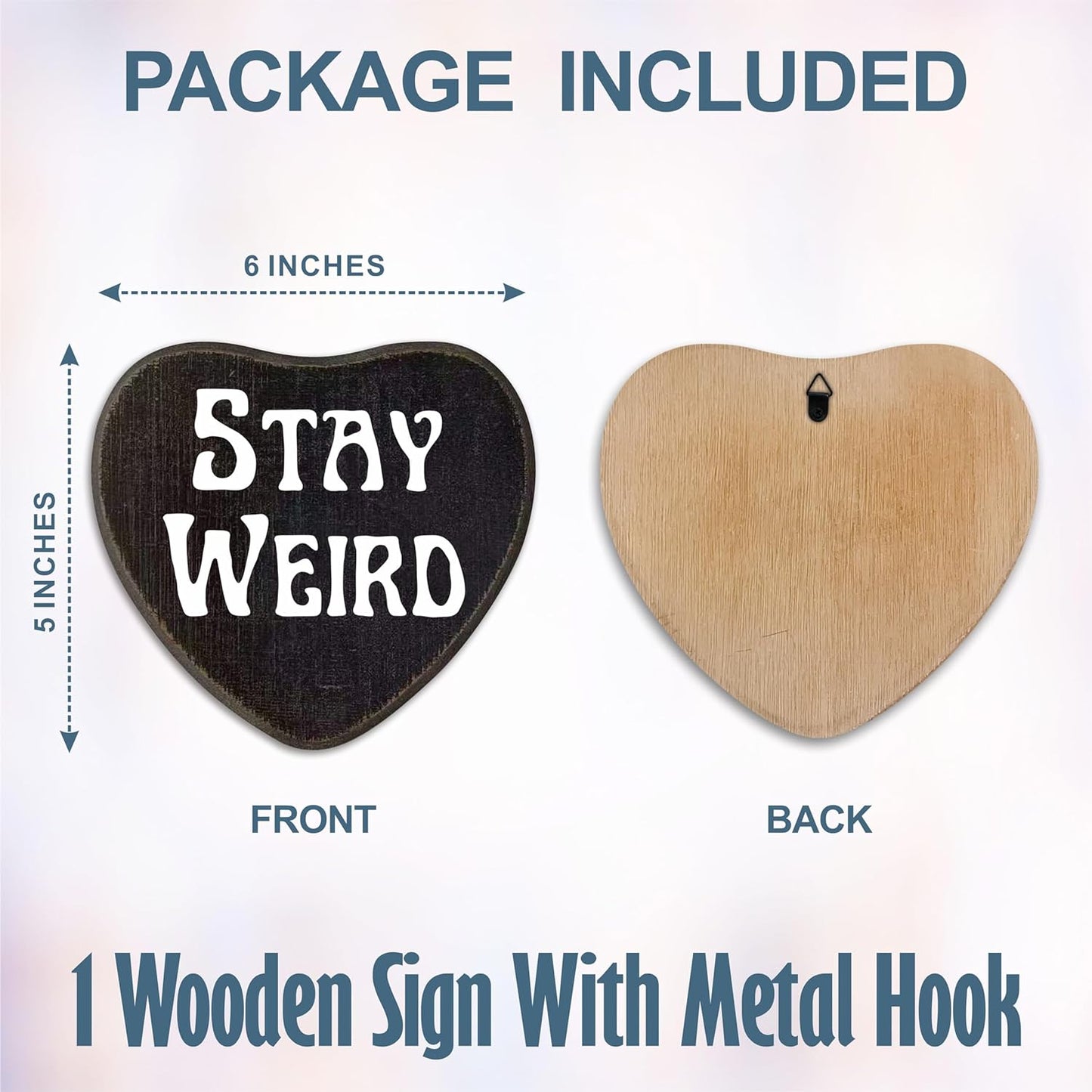 Wooden Plaque with a Hook - Stay Weird - Retro Gothic Wall Art, Bar, Living Room, Funny Natural Pine Wood Decorative Sign, Gifts for Woman, Man, Lover, Home & Office Decoration & Accessories - D06