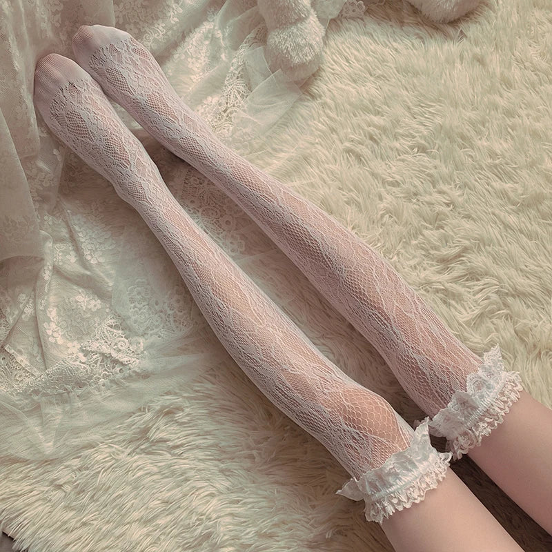 Lolita Knee - High Boots Lace Stockings Stockings Girl Sweet Princess Lace Stockings Socks Thin Model