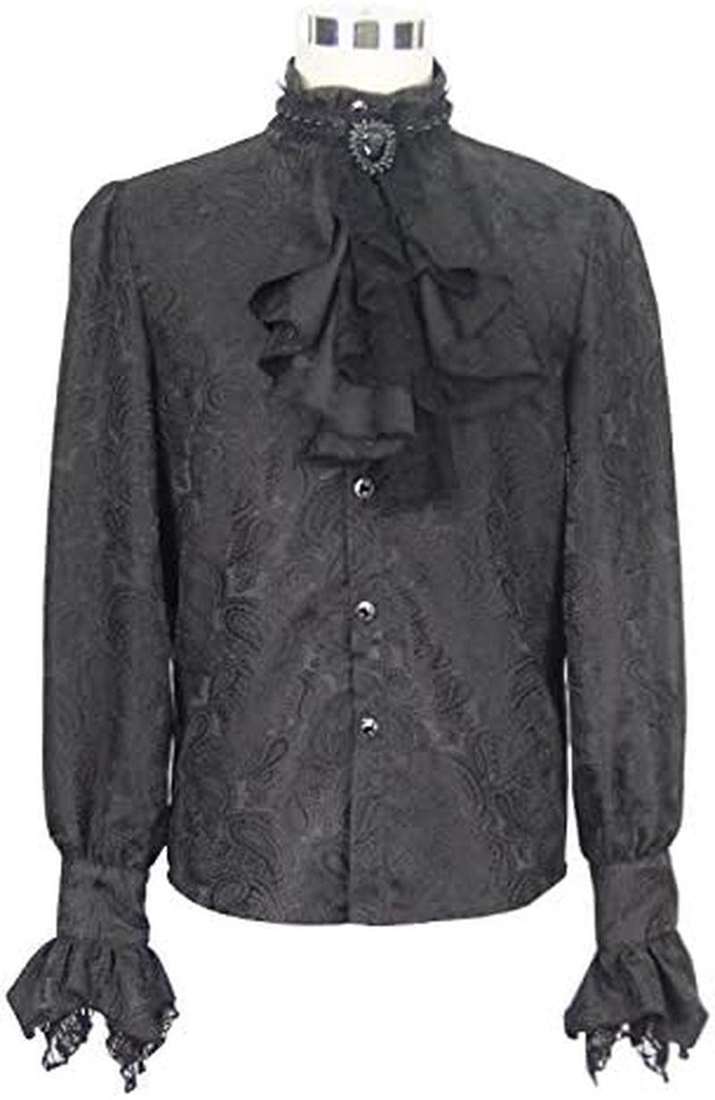 Steampunk Men Shirts Gothic Victorian Shining Tuxedo Shirts Blouses Halloween Costumes