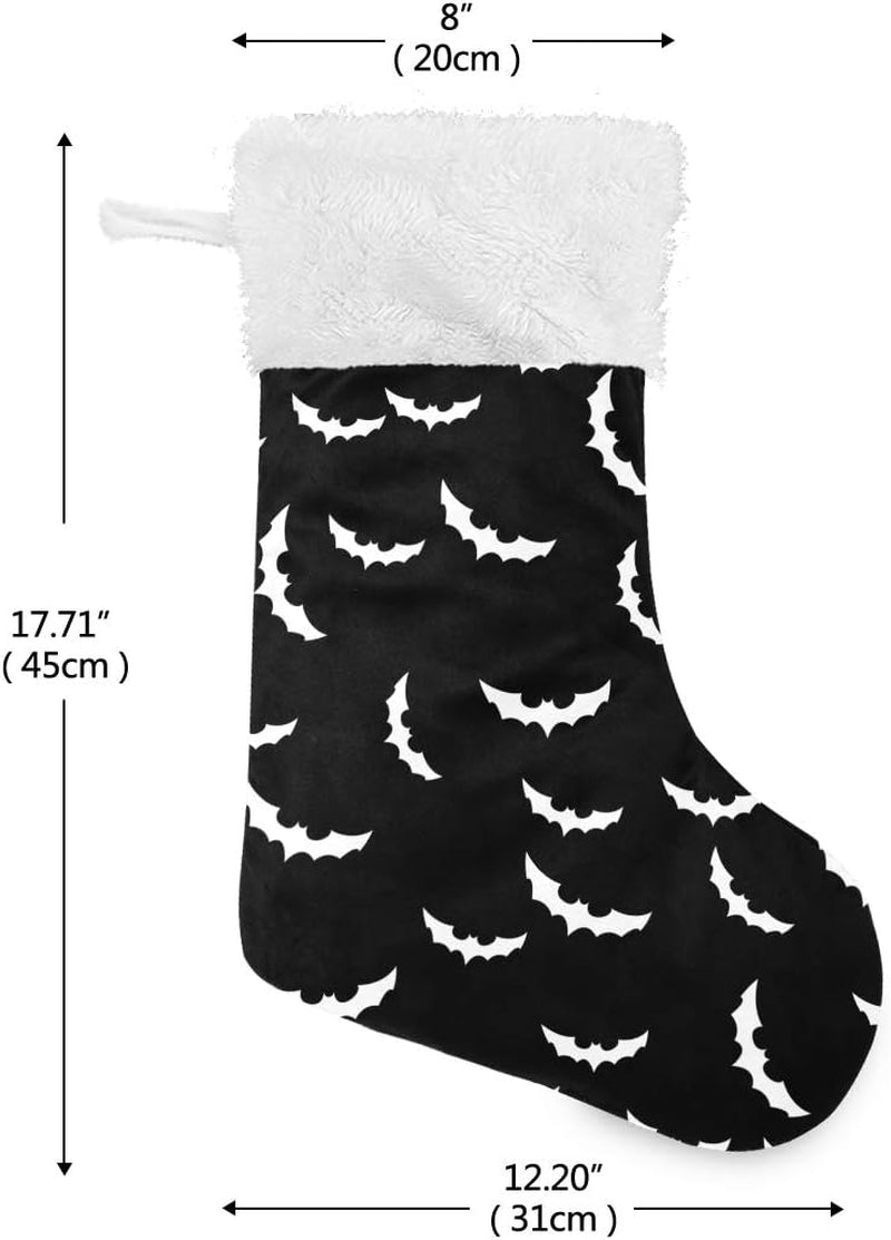 Christmas Stocking with Bats Halloween Goth Print Xmas Stockings 