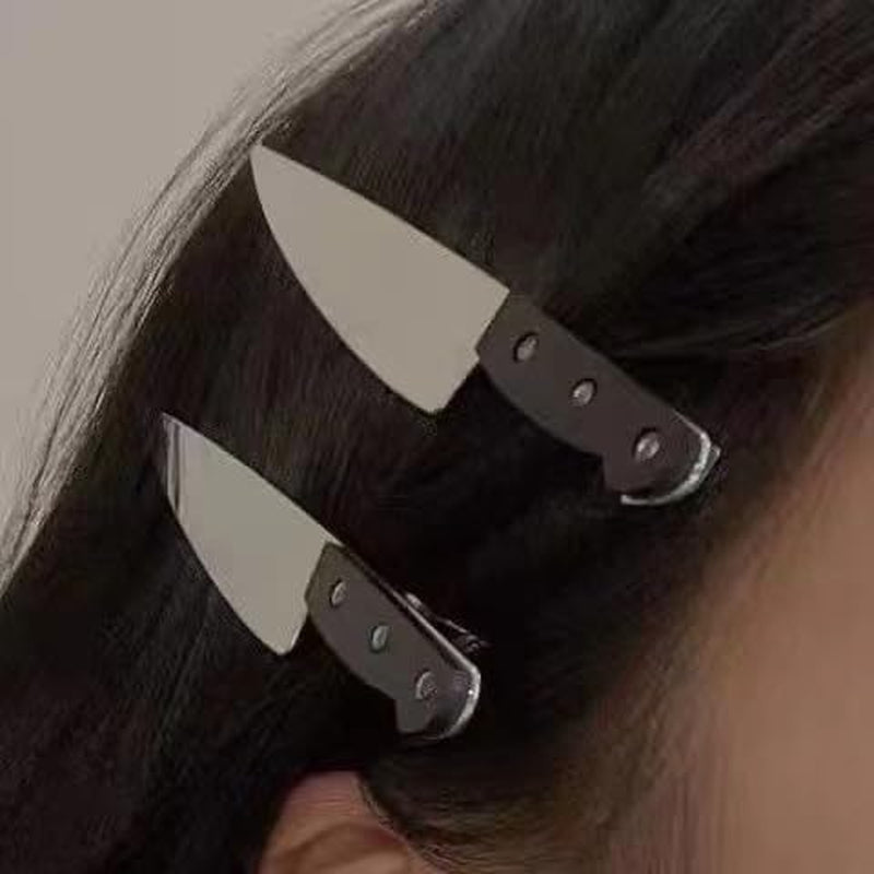 Mini Knife Hair Clip Halloween Knife Hair Clips Costume Cosplay Goth Hair Accessories for Women Girls Punk Knife Barrettes Hair Pin Halloween Goth Horror Hair Barrettes 2Pcs