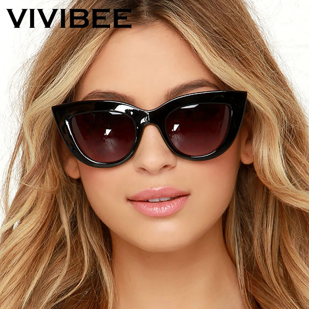 Trends Cat Eye Girl Sunglasses 2024 Vintage Sun Glasses for Women Designer Brand Luxury Ladies Black Shades