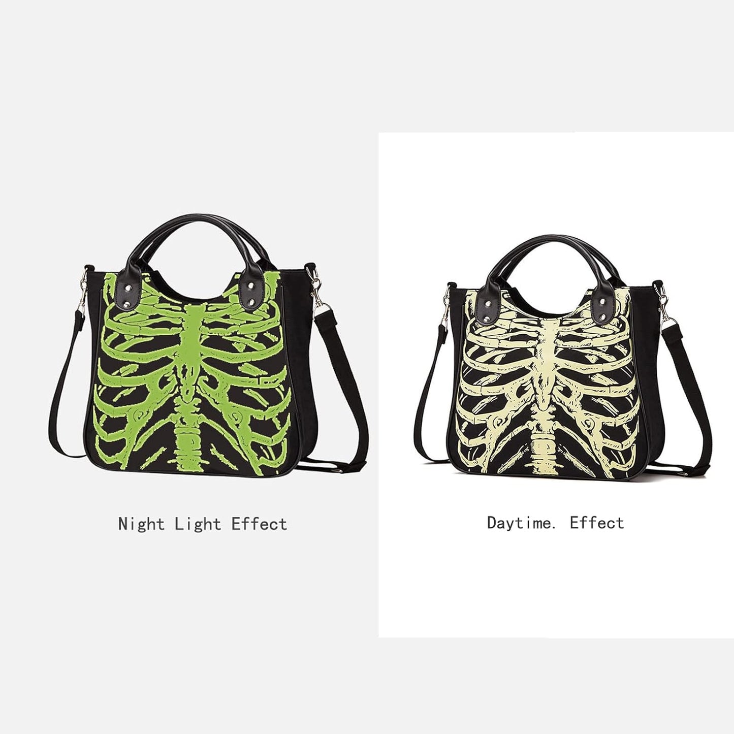 Gothic Backpack Canvas Bag Luminous Fashion Skull Crossbody Printed Bag Zipper Luminous Striped Shoulder Bag (Sternum Bag)