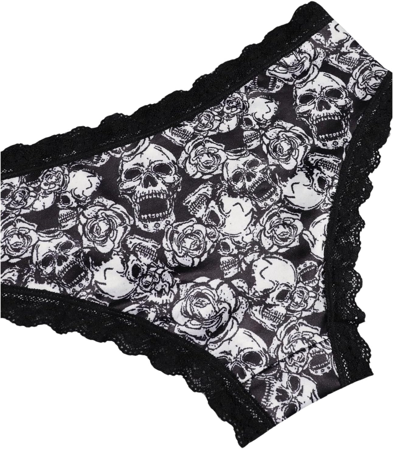 Women'S 4 Pieces Gothic Lace Hipster Panties Set Low Rise Halloween Skull Underwear