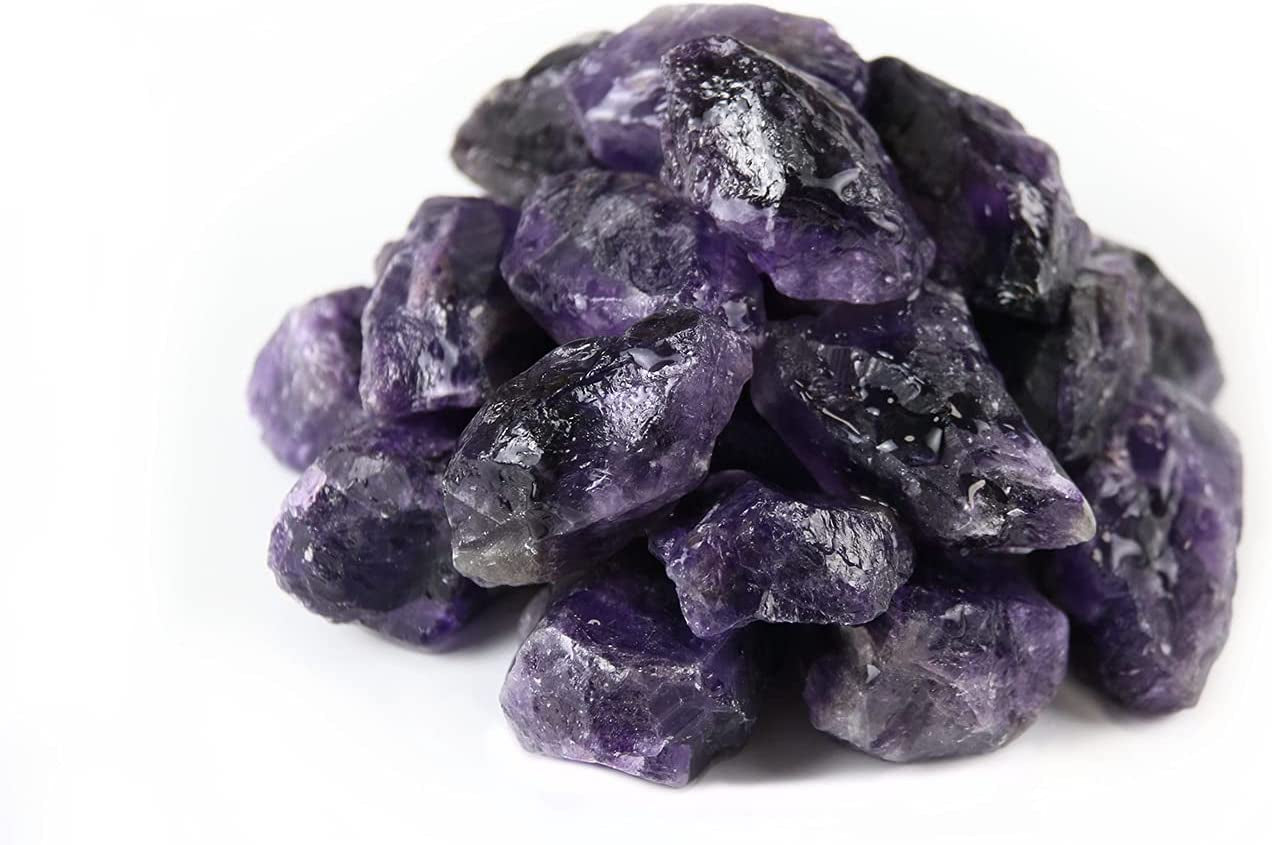 Amethyst Crystals, Raw Crystals Bulk, Gem Stones Rocks Crystals, Tumbled Stones and Crystals Bulk, Rock Collection, Chakra Stones, Healing Crystals, Raw Crystals, Minerals Rocks Crystals(1Lb)