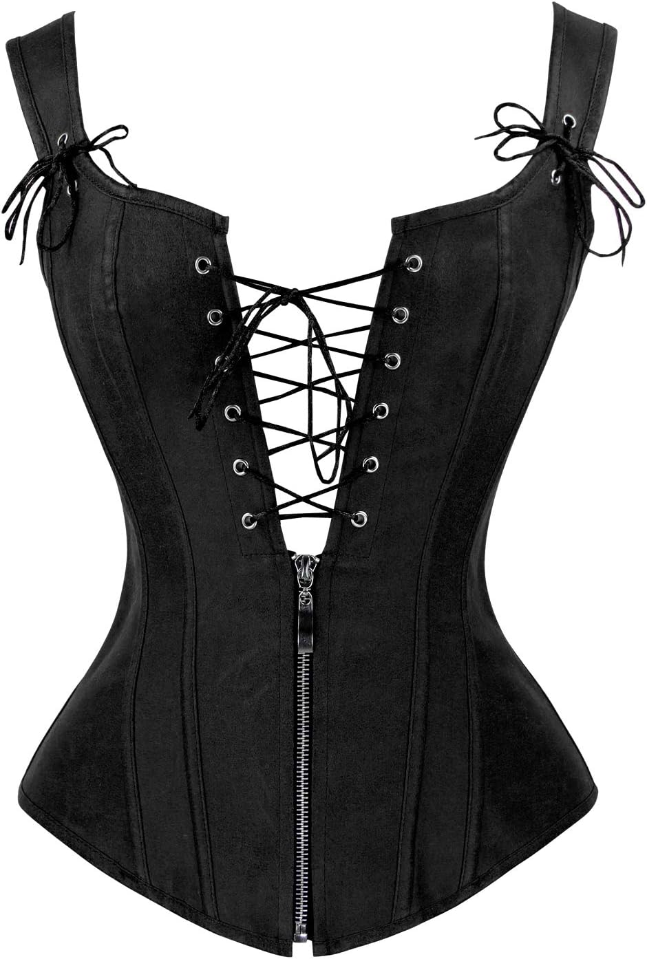 Women'S Renaissance Lace up Vintage Boned Bustier Corset with Garters